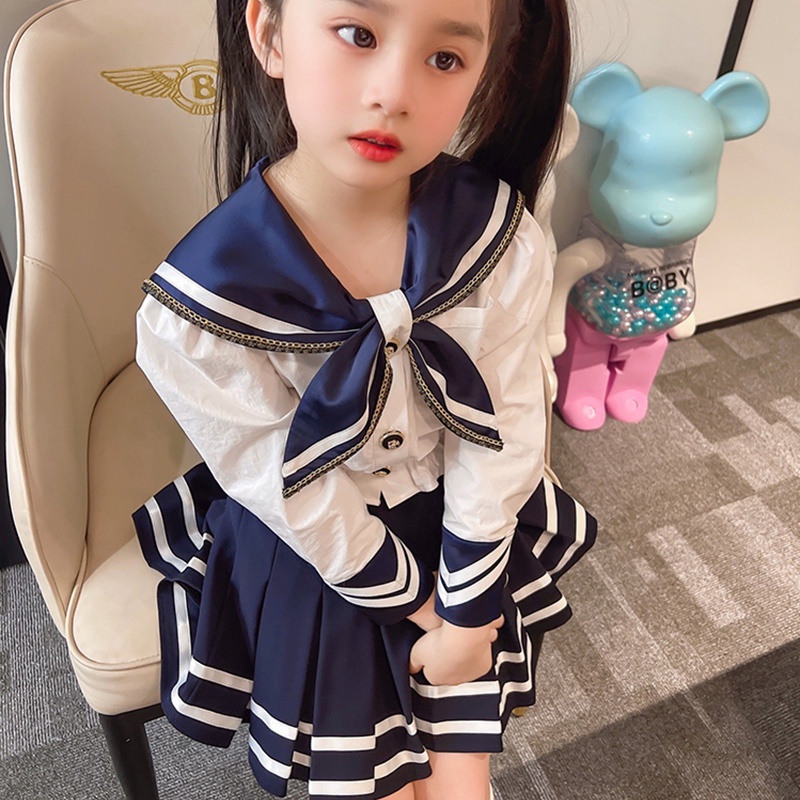 Bộ Đồng Phục Hai Mảnh Cổ Thủy Thủ Thời Trang Xuân Thu Phong Cách Phương Tây 2022jk Dành Cho Bé Gái Tiểu Học