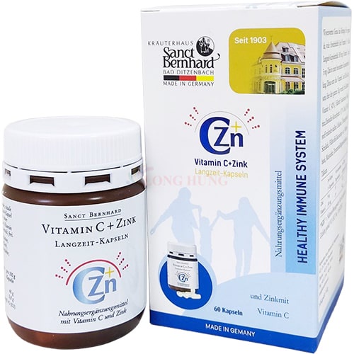 Sanct Bernhard Vitamin C + Zink - Bổ sung kẽm và Vitamin C giúp đẹp da (Lọ 60 viên)