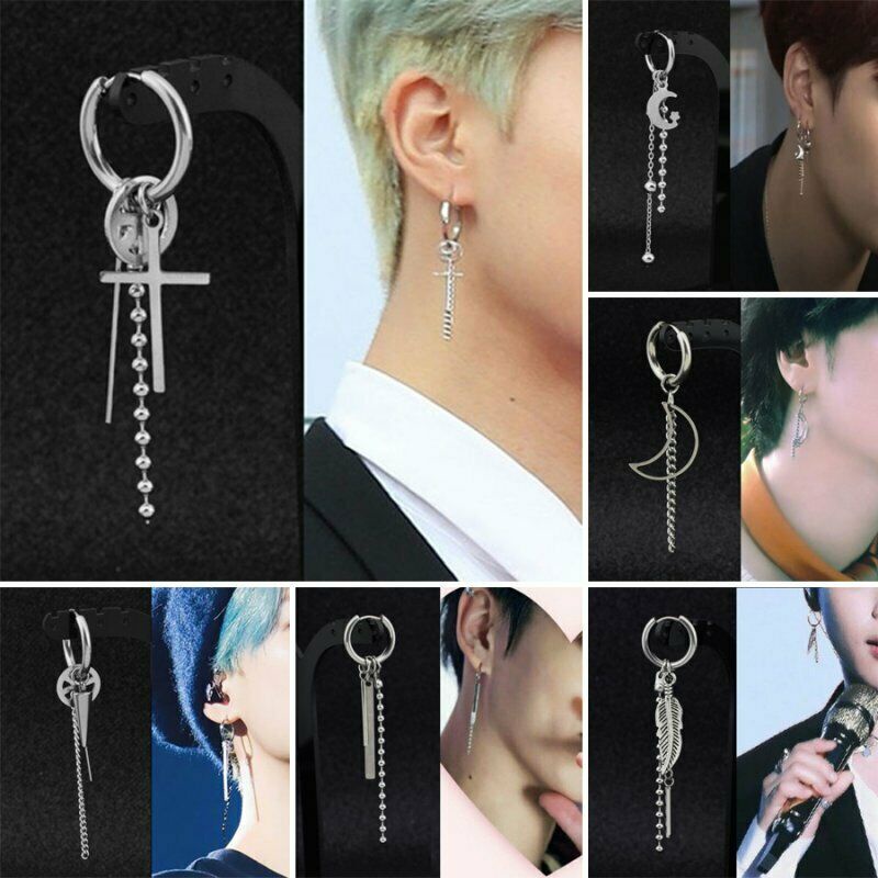 ✨✨Đen Punk Không Phẫu Thuật Thép Bông Tai Nam Nữ Nhỏ Vintage Hip Hop Tai Phụ Kiện Trang Sức Bông Tai Bán Buôn