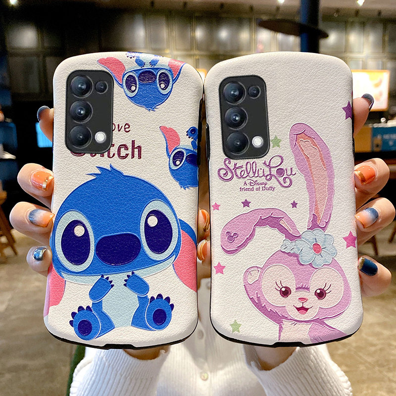 Stitch Ốp lưng OPPO Reno5 Pro Cartoon Sailor Moon Pikachu Soft TPU Case Bear StellaLou Oppo Reno 5 Leather Pattern Phone Cover
