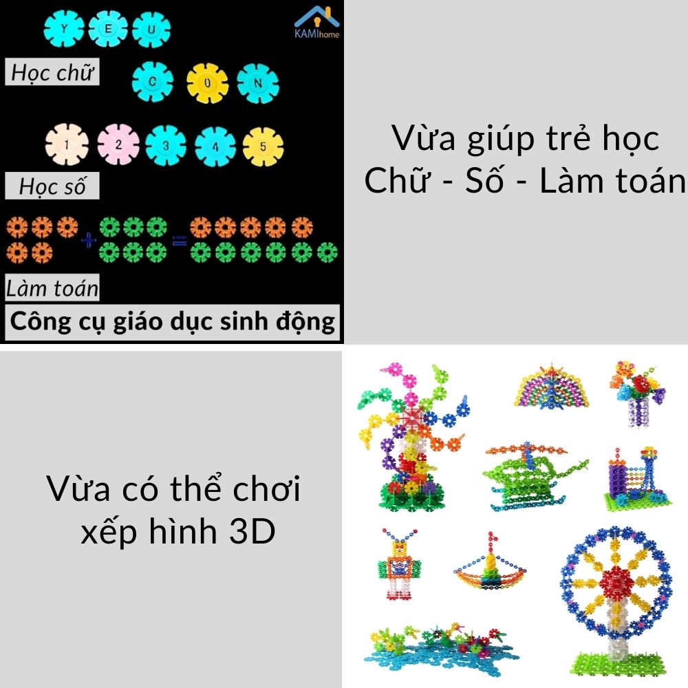 Đồ chơi Giáo dục sớm học Chữ-Số-Phép tính❤️ Xếp hình 3D❤️ mảnh Hoa Tuyết cho trẻ em &gt;3 tuổi mã 53516.2