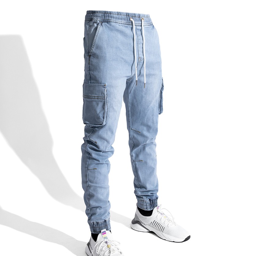 Quần Jogger Jean Nam ICON DENIM Túi Hộp Grey Wash