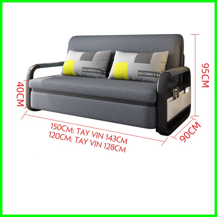 Giường sofa gấp gọn, Giường ghế thông minh không có hộc đựng đồ.KT: 1m6 x 1m9 [ Tặng kèm 2 gối ]