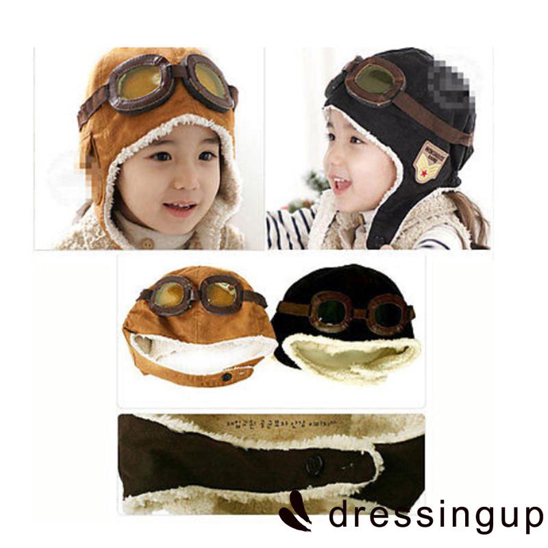 Mũ trùm đầu kiểu dáng phi công ấm áp thời trang cho bé