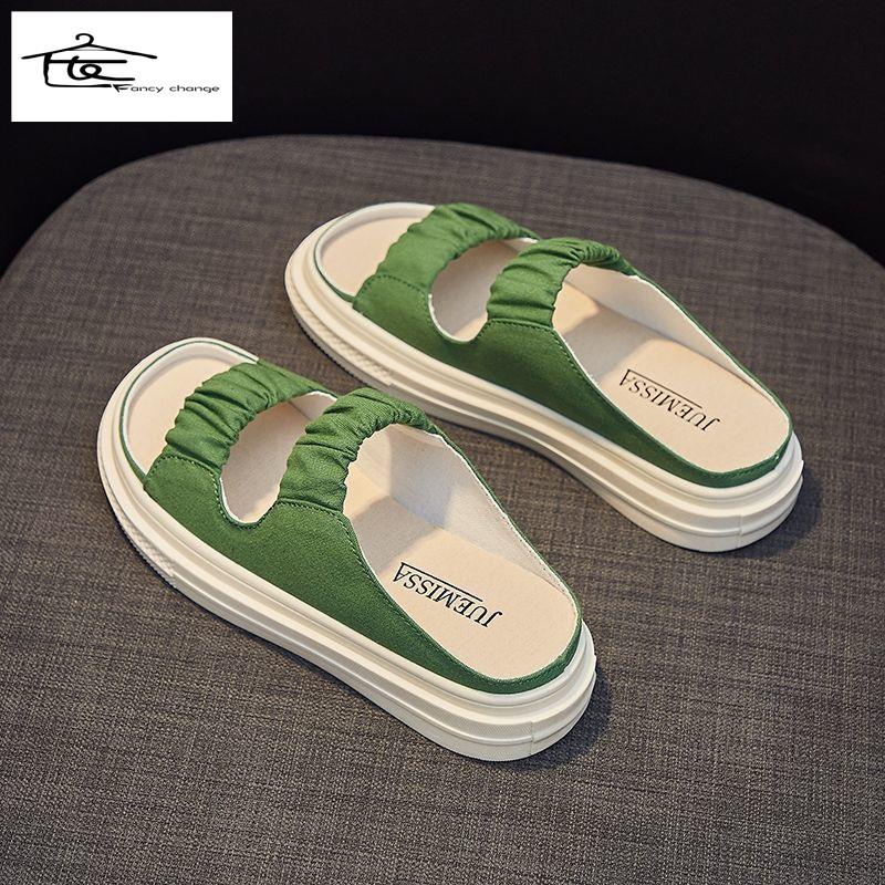 Dép Sandal Hở Mũi Vải Canvas Co Giãn Thời Trang Mùa Hè