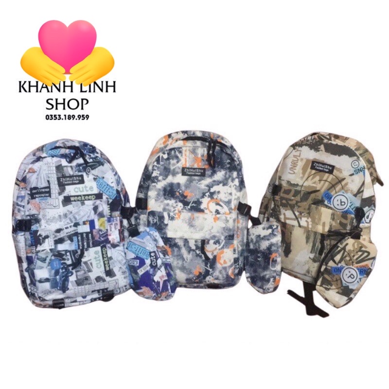 Balo Hàn Quốc loang màu thời trang cá tính cho nam nữ ShiHuiShu