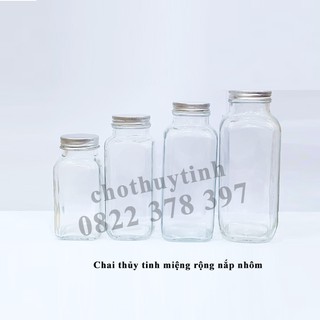 [NEW] CHAI THỦY TINH MIỆNG RỘNG NẮP NHÔM 180ML,250ML,350ML,500ML