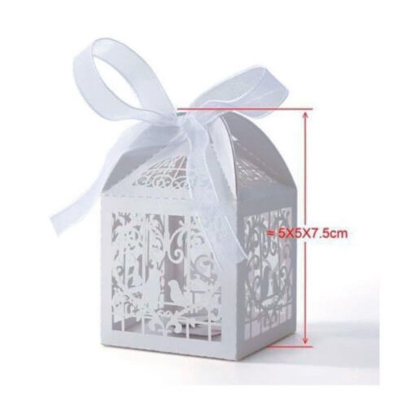 Set 10 Hộp Giấy Đựng Kẹo Hình Trái Tim Rỗng Có Dây Ruy Băng Trang Trí Tiệc Cưới