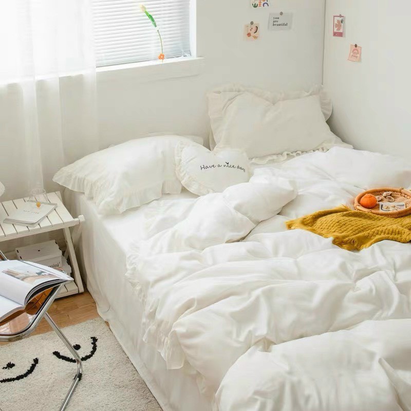 Vỏ gối nằm cotton tici viền bèo size 50x70cm, vỏ gối đầu không có khóa kéo, chất vải dày mịn, thấm mồ hôi