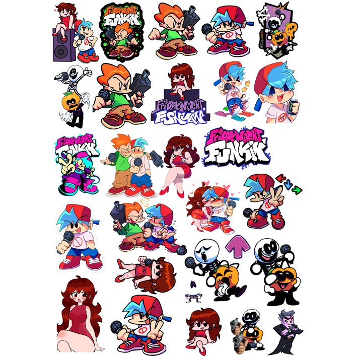 Ảnh Sticker Friday night funkin nhiều mẫu khác nhau / Hình dán anime game Friday Night Funkin