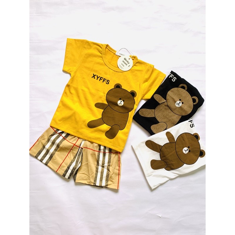 Bộ quần áo bé trai FUHA, bộ quần áo in hình gấu nâu 8-18kg chất cotton mát mịn