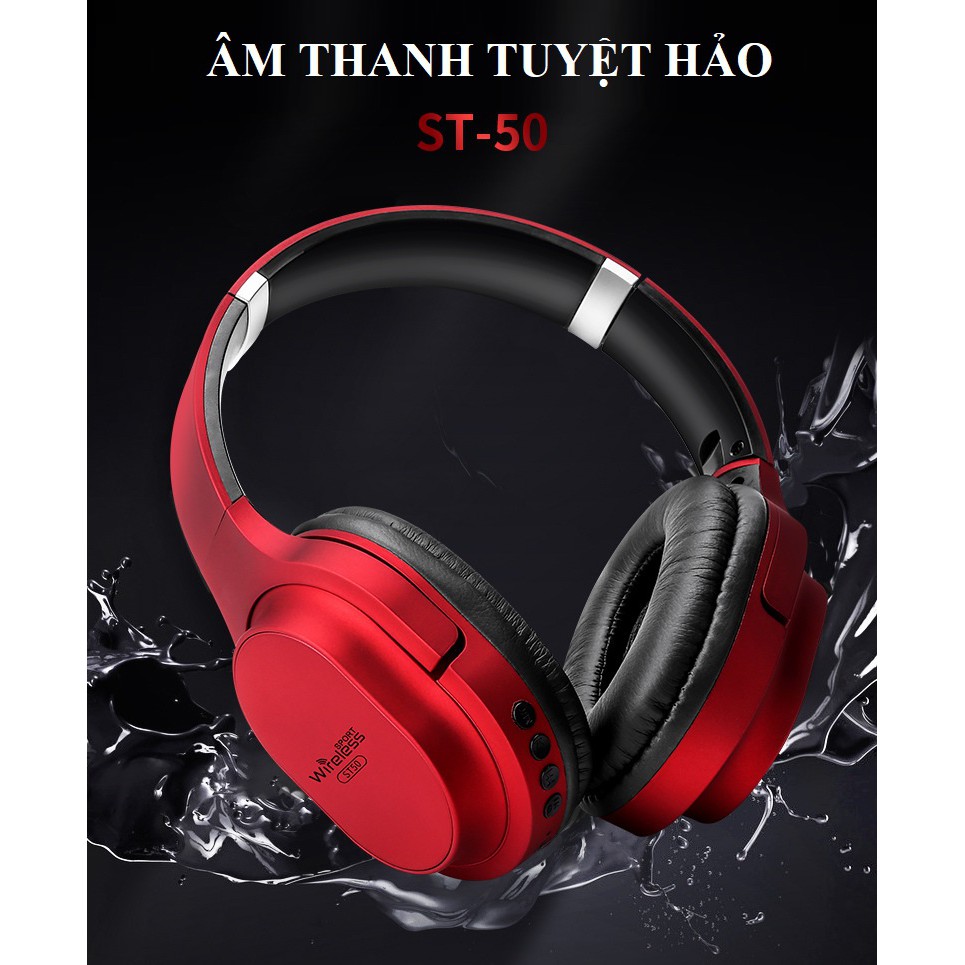 Tai nghe Bluetooth ❤️FREESHIP❤️ Tai Nghe Chụp Tai Không Dây Cao Cấp ST50, Thiết Kế gấp Gọn Tiện Lợi