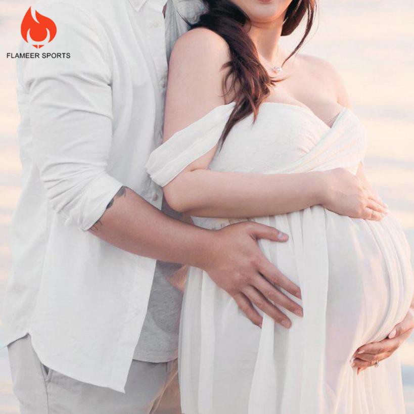 Đầm Maxi Hở Vai Thời Trang Cho Mẹ Bầu Chụp Ảnh