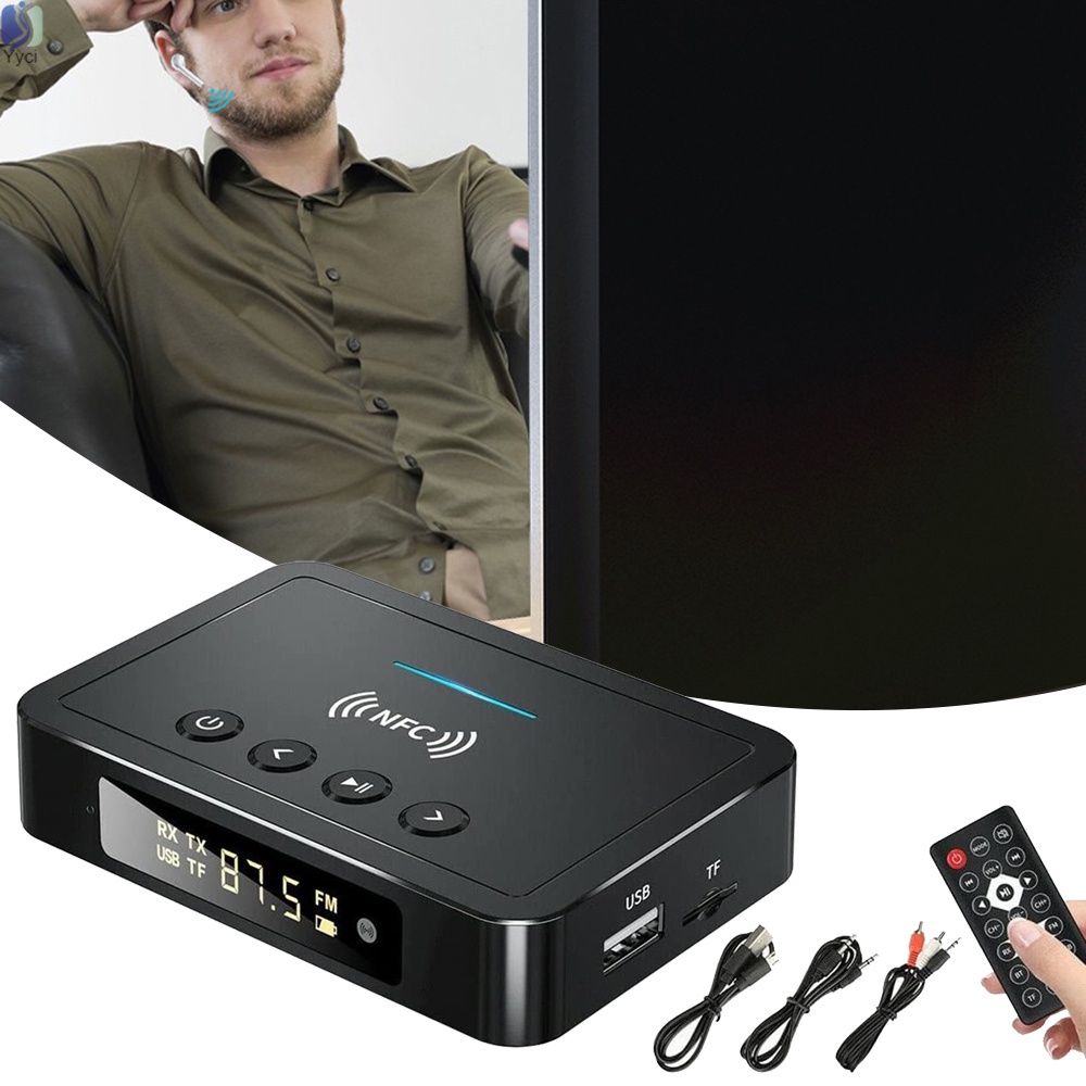 Bộ Thu Phát Bluetooth 5.0 NFC 3 Trong 1 Cho Loa Xe Hơi/Điện Thoại/Máy Tính/TV/Máy Tính Kèm Điều Khiển Từ Xa