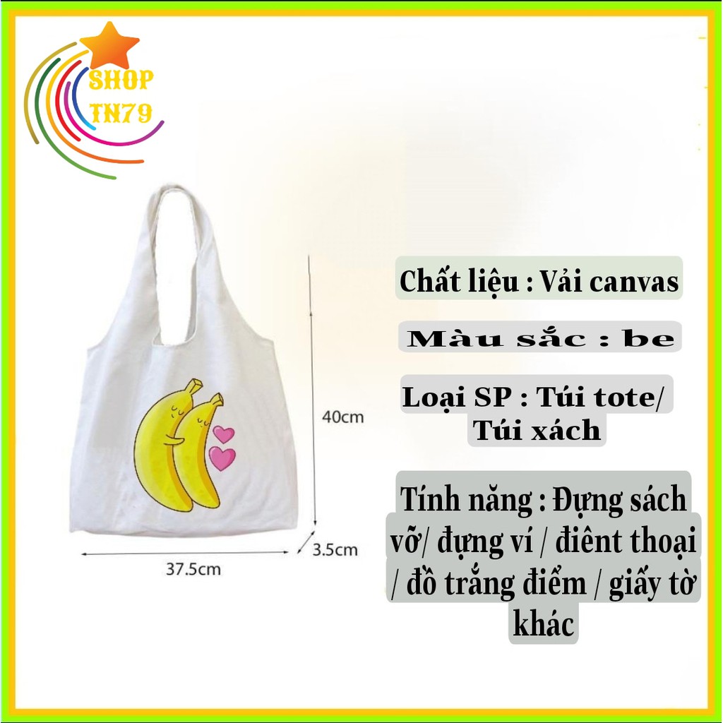 Túi tote vải đeo chéo canvas giá rẻ đẹp đi học , đi chơi , đi làm đều ok SHOP TN79 CT01