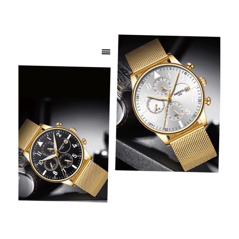 (Siêu Sale) Đồng hồ nam NIBOSI chính hãng cao cấp dây lưới chạy full 6 kim hàng cực tốt full box (hàng sale) | BigBuy360 - bigbuy360.vn