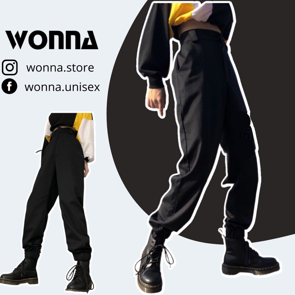 Quần jogger kaki trơn pant đáy cao ống bo unisex ulzzang oversize street style Hàn Quốc