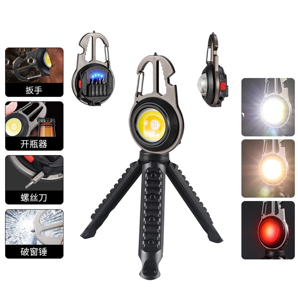 Mới Đèn Cob Mini Đa Năng Kèm Móc Khóa Tiện Dụng Mang Theo Du Lịch Cắm Trại