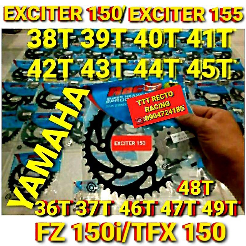 NHÔNG DĨA EXCITER 150/EXCITER 155/FZ 150/TFX 150/ 36T 37T 38T 39T 40T 41T 42T 43T 44T 45T 46T 47T 48T 49T RECTO