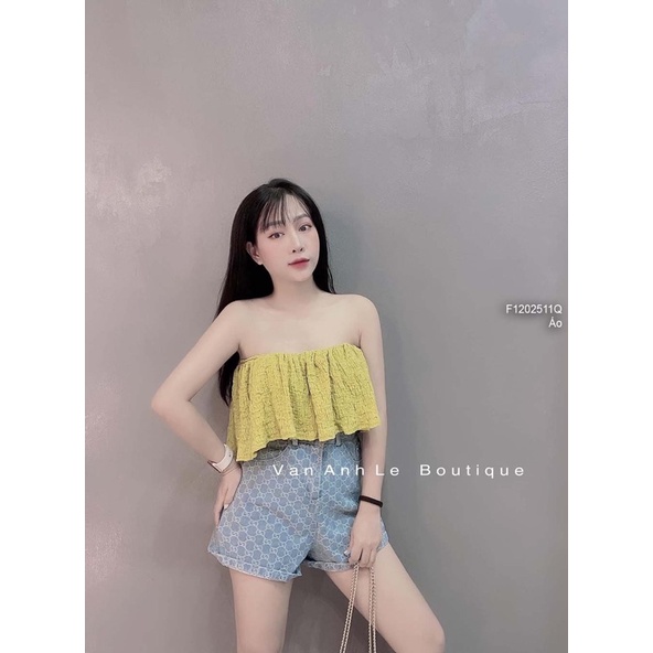 Áo xốp phối bèo ngực trễ vai a1202