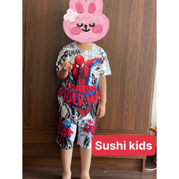 Bộ hình siêu nhân nhện cho bé trai thun lạnh thái in 3D 10-60kg