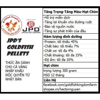 Cám Nhật JPD KINGYO-Tăng Trọng-Tăng màu-Hạt chìm gói 300gr
