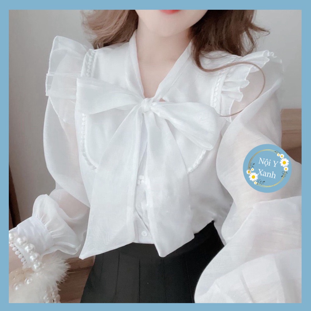 Áo sơ mi thiết kế cánh tiên mặc đi chơi, đi làm đều xinh_002 ulzzang babydoll bánh bèo nội y xanh