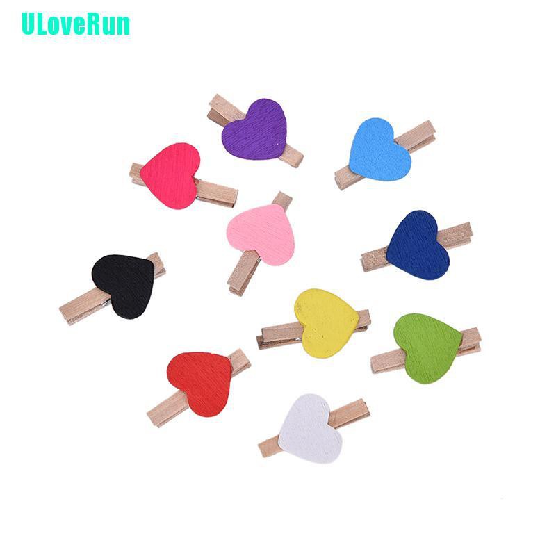 Bộ 10 Kẹp Gỗ Treo Ảnh Hình Trái Tim Mini Trang Trí Tiệc Cưới