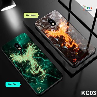 Ốp lưng Samsung Glalaxy J7 Pro in 3D hình phượng lửa da quang phát sáng