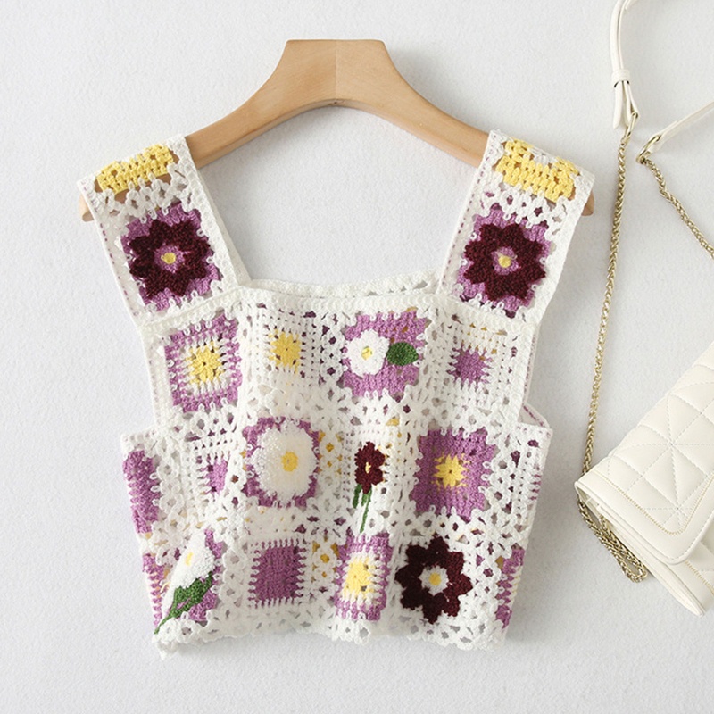 Áo Crop Top Cotton Không Tay Thêu Hoa Phong Cách Bohemia Dành Cho Nữ