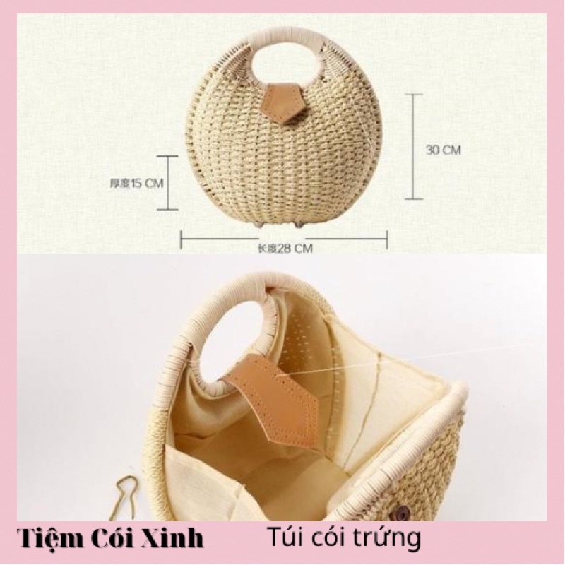 Túi Cói Trứng Đi Biển Size 28cm Sang Xịn TIỆM CÓI XINH