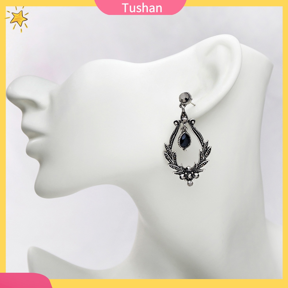 Khuyên tai hình chiếc đá đính đá quý kiểu dáng cổ điển sang trọng cho nữ