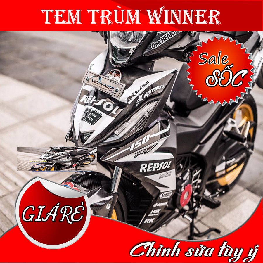 Tem Trùm Winner Repsol 93 Trắng Đen