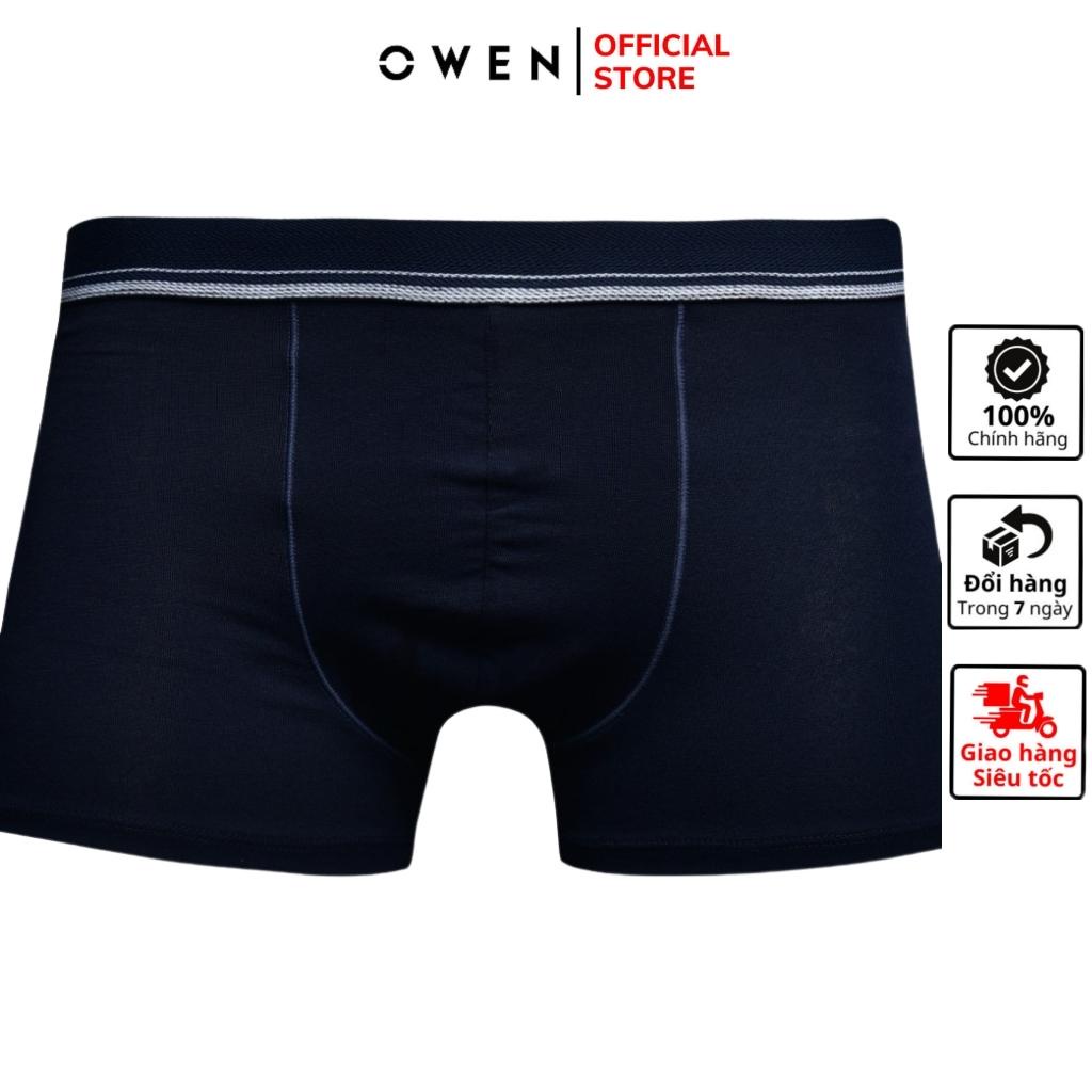 Quần lót OWEN QLBR23830 xì nam kiểu sịp đùi boxer slim fit màu xanh navy chất cotton cao cấp mềm mại thoáng mát dễ chịu