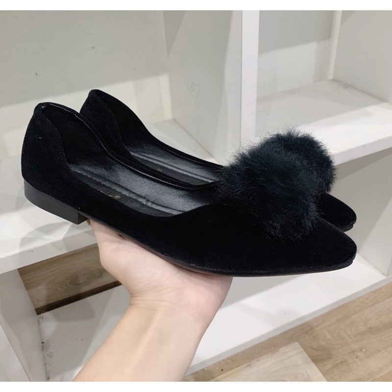 giày bệt búp bê cục bông da nhung | BigBuy360 - bigbuy360.vn