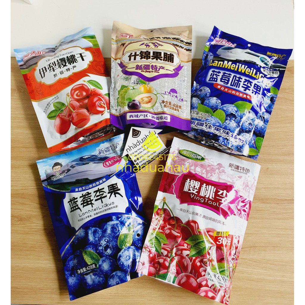 Một gói xí muội ô mai mix đủ vị cherry việt quất đào mận dưa lưới nho ...trái cây đủ vị Hongkong gói 408g