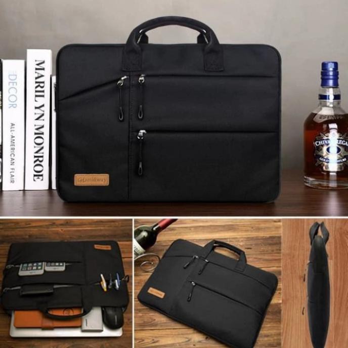 Túi Đựng Laptop Màu Đen Nhiều Ngăn Có Dây Đeo Tay 15-15.6 Inch | BigBuy360 - bigbuy360.vn