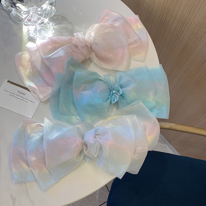 Kẹp Tóc Nơ Lụa Chiffon Nhiều Lớp Phong Cách Hàn Quốc Ngọt Ngào Cho Nữ