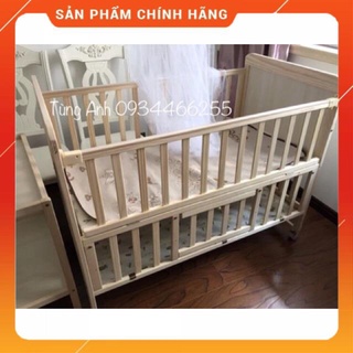 [Tặng Mã 70K – Hàng Chính Hãng] GIƯỜNG NÔI CŨI GỖ ĐA NĂNG 124x68cm (loại 2 tầng)