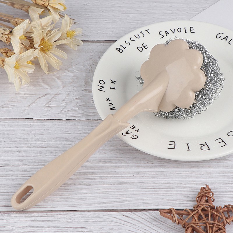 Bàn Chải Chà Nồi Bằng Sợi Thép Không Gỉ Với Tay Cầm Dài Tiện Dụng Cho Nhà Bếp