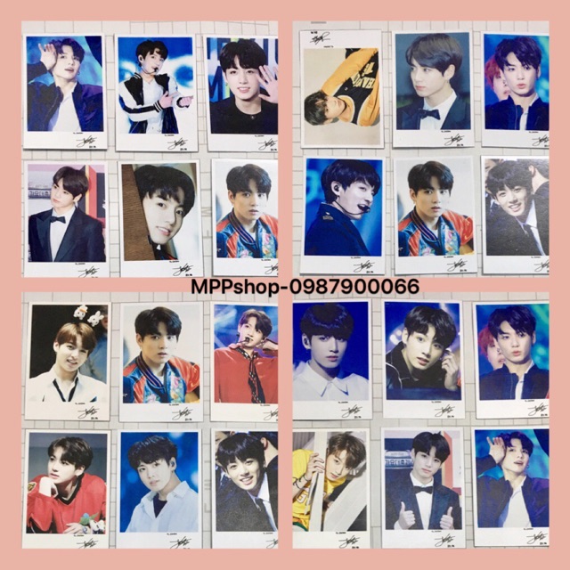 Bộ ảnh card JUNGKOOK BTS 8 ảnh khác nhau có chữ ký( ảnh mới theo thời gian)