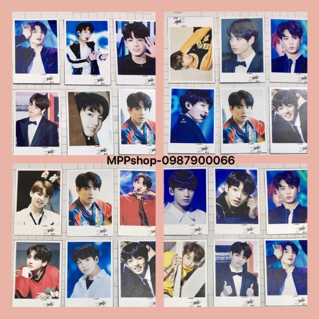 8 Ảnh các polaroid để ví BTS : JIMIN , V , JUNGKOOK ,SUGA , JIN , JHOP , RAPMONTER