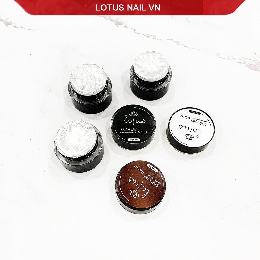 Gel vẽ nail, gel vẽ đen trắng Lotus chính hãng hũ to 10g