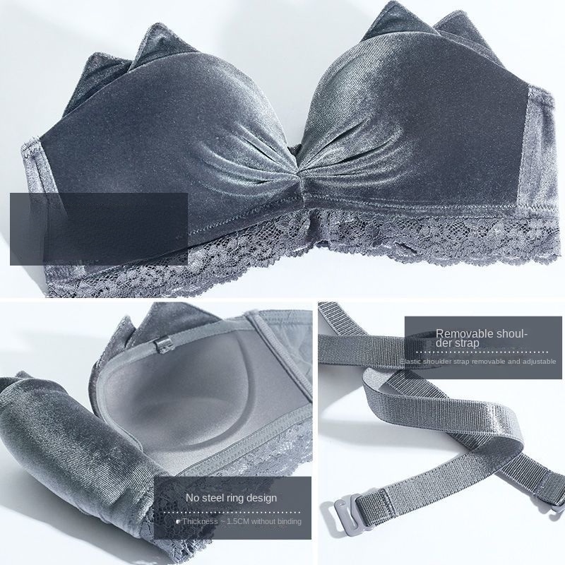 Áo Lót Nâng Ngực Không Gọng Vải Da Lộn Quyến Rũ Cho Nữ