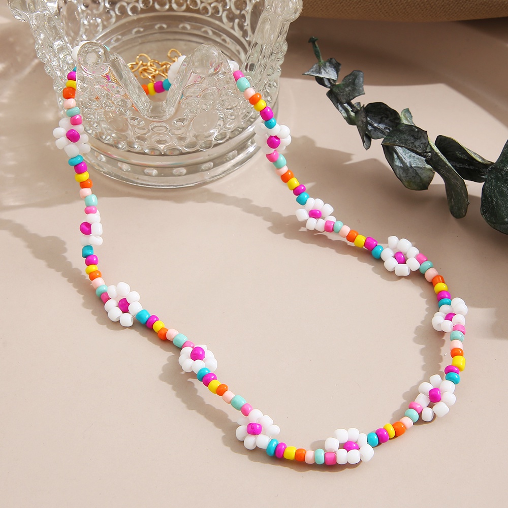 Vòng cổ iF YOU xỏ hạt trang trí hoa phong cách Bohemia thời trang dành cho nữ