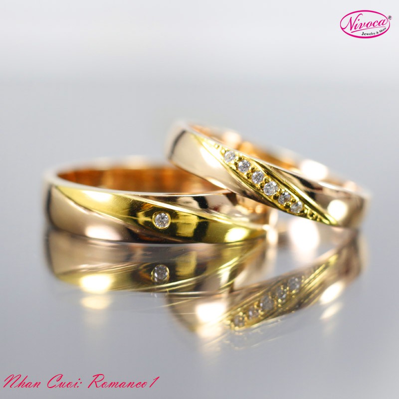Nhẫn cặp Romanco 3, nhẫn đôi Bạc Ý S950 xi mạ vàng 18k
