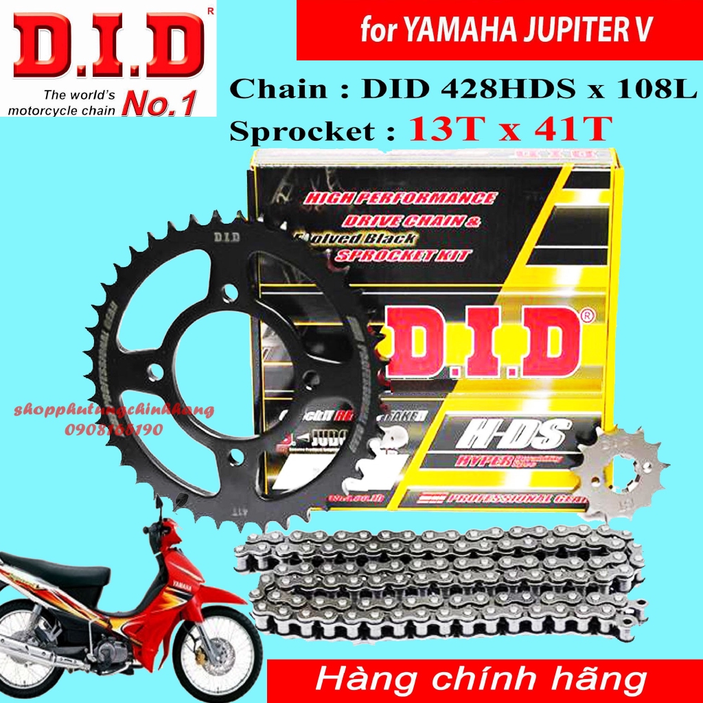 Nhông sên dĩa Jupiter V Sên đen 10ly DID HDS - Thái Lan