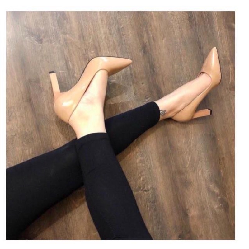 Giày Cao Gót Vuông 10P (Đế Kem)- Hàng Cao Cấp - Full Size 34-40