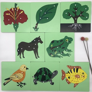 ✼Bảng ghép hình động vật và thực vật bằng gỗ Montessori trò chơi ghép hình tay nắm bảng trò chơi ghép hình 1-6 tuổi trẻ