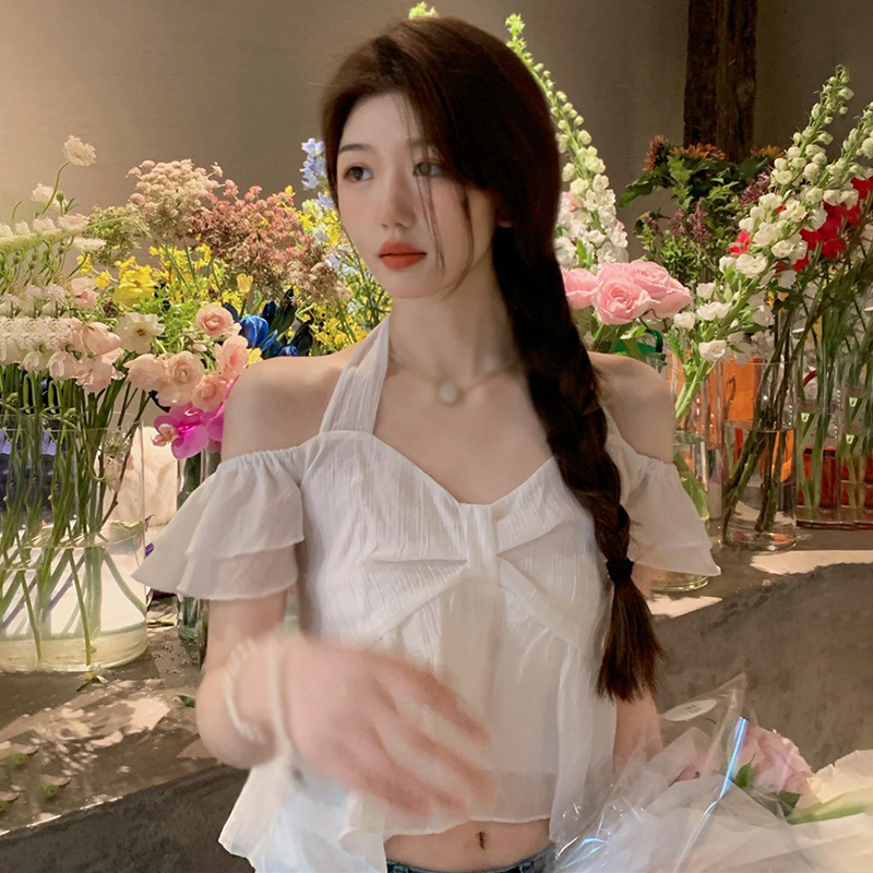 Áo Croptop Tay Ngắn Thiết Kế Độc Đáo Thời Trang Hàn Quốc Quyến Rũ Cho Nữ